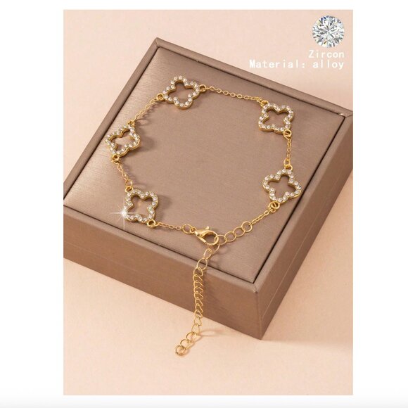 Cleef inspired Gold Clover Lucky Bracelet Bracelets Jewelry - Picture 1 of 3